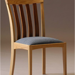 Elegant Slatted Back Chair with Upholstered Seat