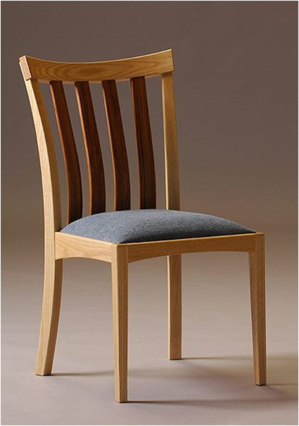 Elegant Slatted Back Chair with Upholstered Seat