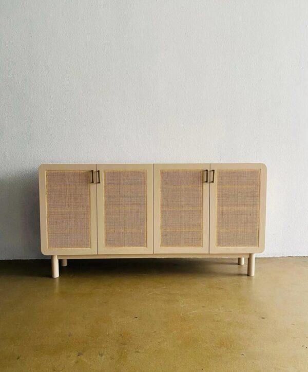 Contemporary 4-Door Sideboard with Cane Panel Detailing