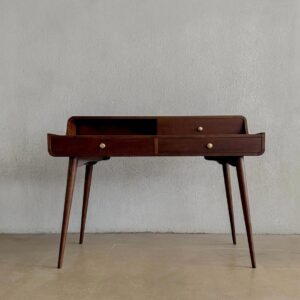 Mid-Century Modern Writing Desk with Brass Pull Handles