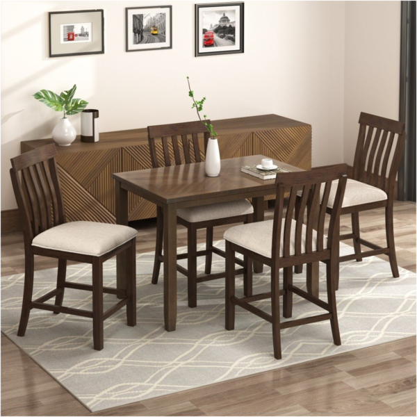 4-Seater Dining Table Set with Cushioned Chairs – Modern Finish