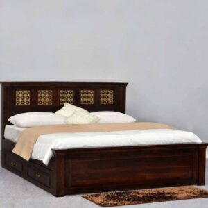 Royal Carved Storage Bed – Traditional Grandeur with Functional Design