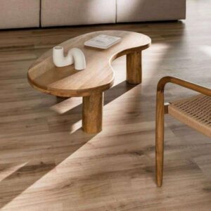 Solid Wood Kidney-Shaped Center Table – Natural Finish