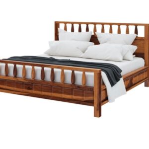 Vintage Spindle Wood Bed – Classic Elegance in Solid Sheesham