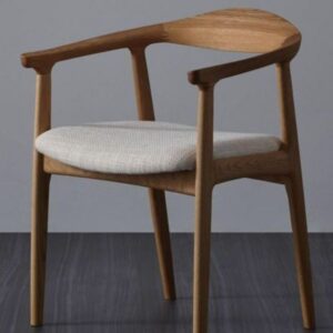 Scandinavian-Style Wooden Armchair with Curved Backrest