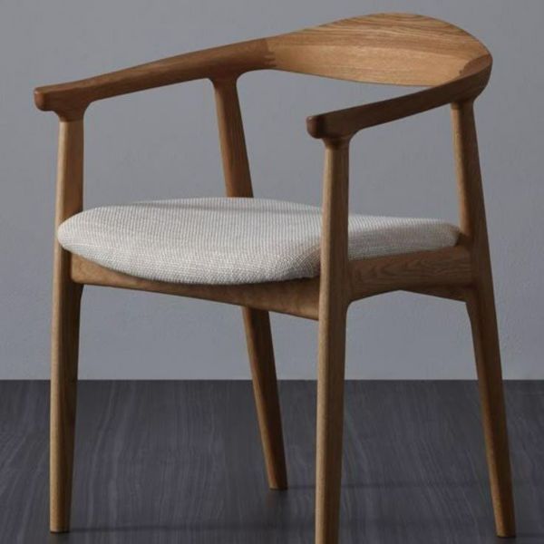 Scandinavian-Style Wooden Armchair with Curved Backrest