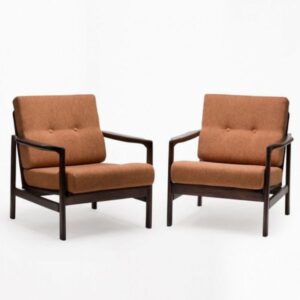 Mid-Century Modern Teak Wood Lounge Chairs – Set of 2