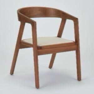 Contemporary Curved-Back Wooden Accent Chair