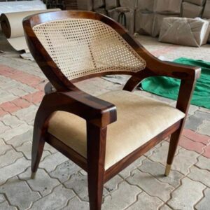 Classic Rosewood Lounge Chair with Cane Backrest
