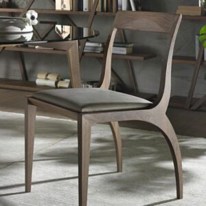 Modern Curved Back Wooden Dining Chair with Cushioned Seat
