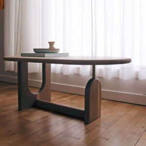 Modern Minimalist Wooden Center Table with Artistic Base Design