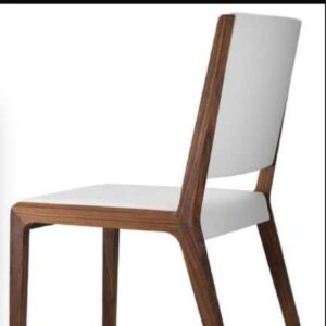 Contemporary Minimalist Wooden Chair with White Upholstery